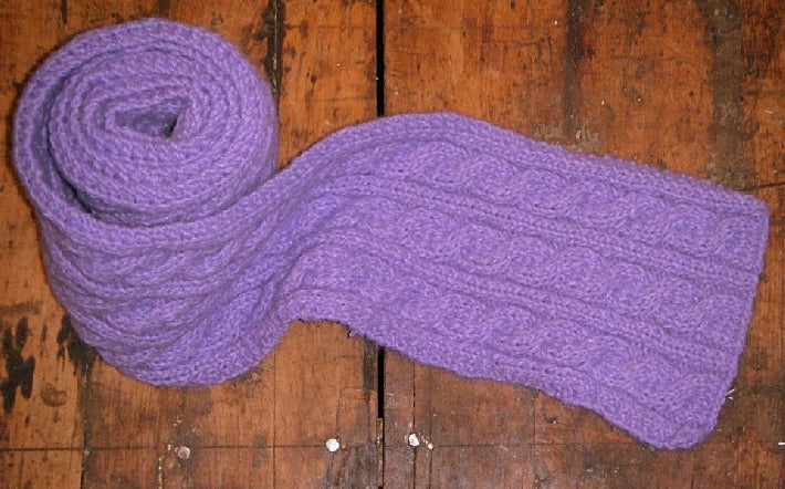 SOLD Purple Cableknit Irish Hiking Scarf Reef Botanicals